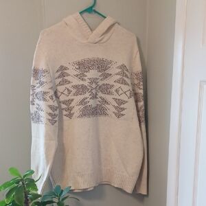 American Eagle Sz L, Mens Aztec Cream Knit Cotton Blend Sweater. NWOT